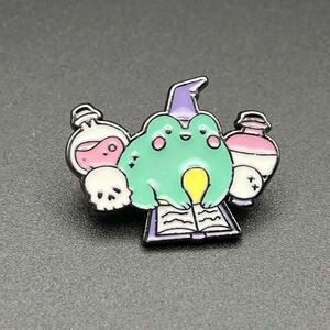 Frog Wizard‎ Spells Potions Skulls Cute Enamel Lapel Hat Pin